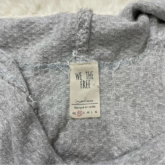 Free People Grey Waffle Knit Cowl Neck Tank Sz XS - Picture 4 of 6